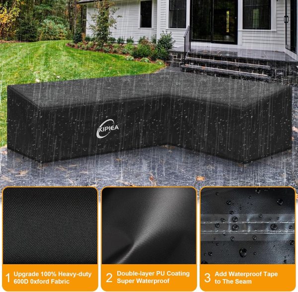 Kipiea 600D L-Shape Outdoor Patio Furniture Covers Waterproo... - Image 3