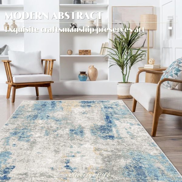 Modern Abstract Area Rug, 5x7 Washable Large Living Room Rug... - Image 2
