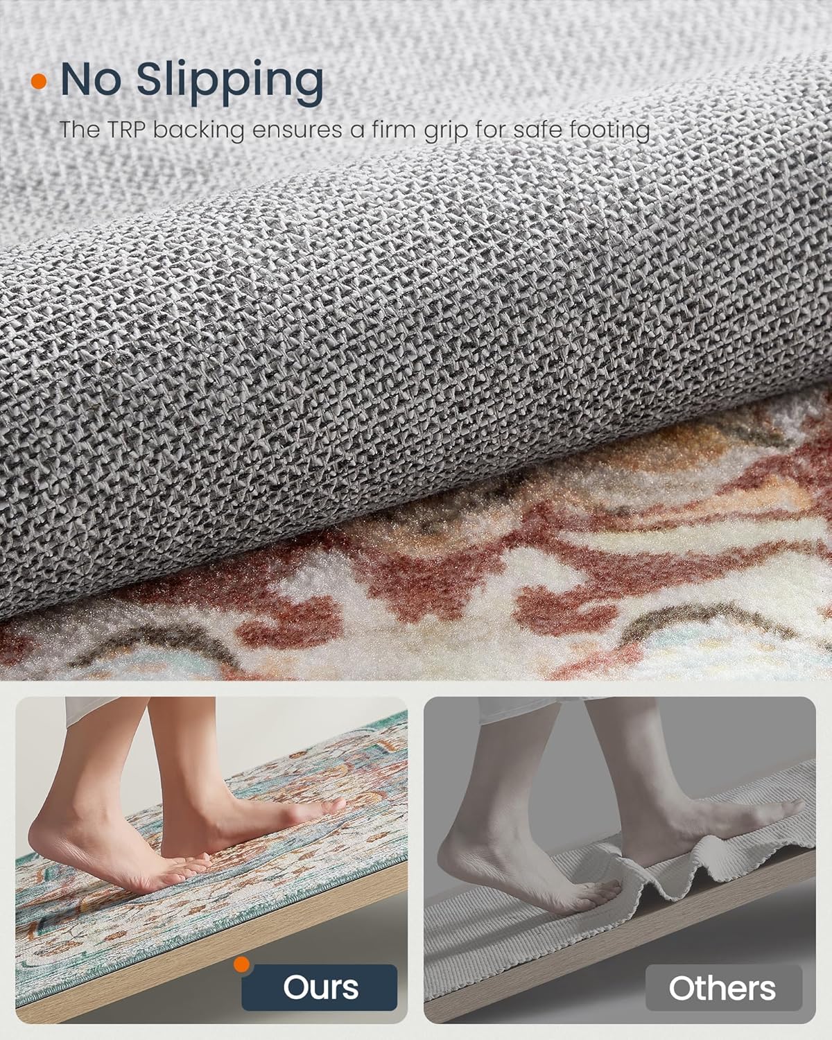 SONGMICS HOME Area Rug, 5×7 ft Rug for Bedroom, Non-Slip Car…