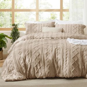 Bedsure Tufted Boho Comforter Set Queen Size - Khaki Boho Be...