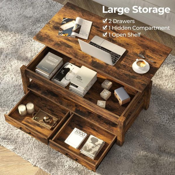 Rolanstar Coffee Table, 47" Lift Top Coffee Table with Drawe... - Image 5
