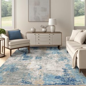Modern Abstract Area Rug, 5x7 Washable Large Living Room Rug...