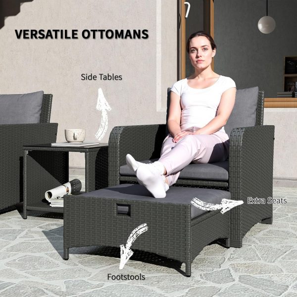 Outsunny 5 Pieces Rattan Patio Furniture Set, Wicker Outdoor... - Image 4