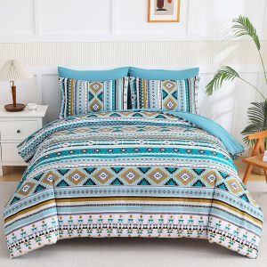 Teal Boho Comforter Set Queen Size,7 Pieces Bed in a Bag Que...