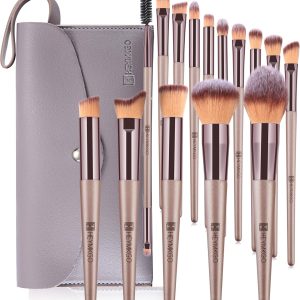 Makeup Brushes HEYMKGO 15PCS Champagne Gold Professional Mak...