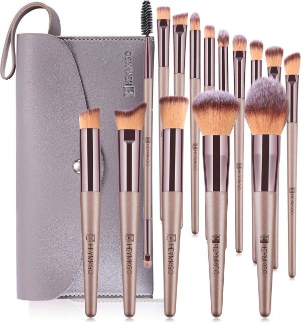 Makeup Brushes HEYMKGO 15PCS Champagne Gold Professional Mak...