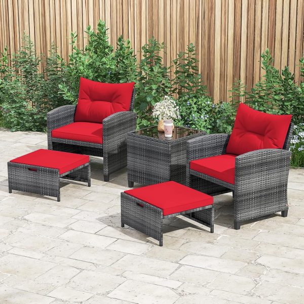 ORALNER 5 Pieces Patio Furniture Set with Ottoman, Wicker Co... - Image 2