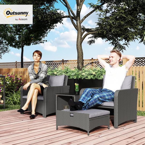 Outsunny 5 Pieces Rattan Patio Furniture Set, Wicker Outdoor... - Image 2