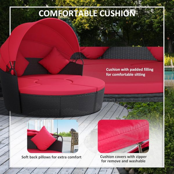 Outsunny 4 Pieces Outdoor Daybed with Retractable Canopy, PE... - Image 5