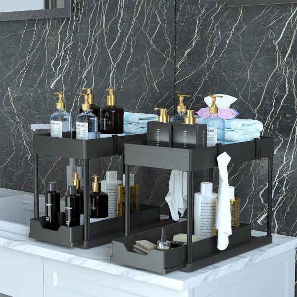 DEKAVA Under Sink Organizer 2 Pack, Bathroom Organizers, 2 T... - Image 3