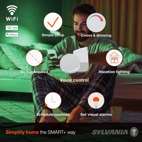 Sylvania WiFi LED Smart Light Bulb, 60W Equivalent Full Colo... - Image 3