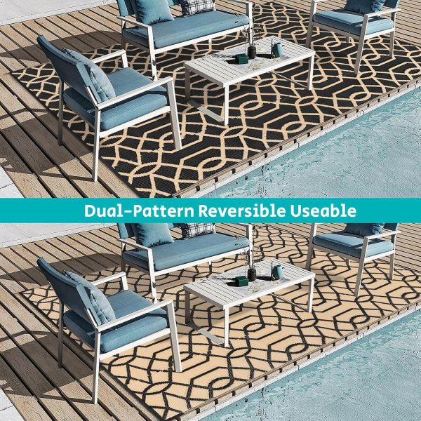 HEBE Outdoor Rug 6'x9' Waterproof Patio Mat Reversible Outsi... - Image 5