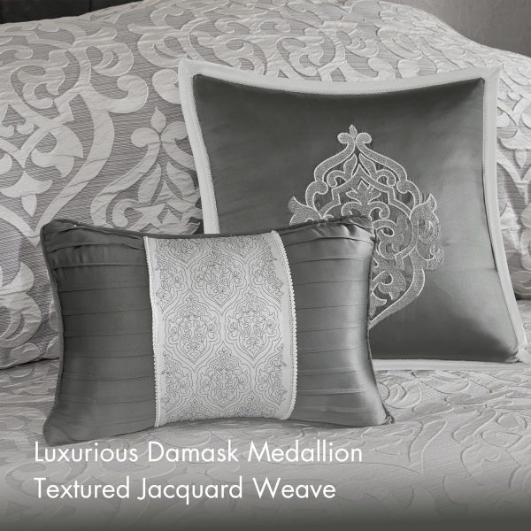 Madison Park Odette Cozy Comforter Set Jacquard Damask Medal... - Image 3