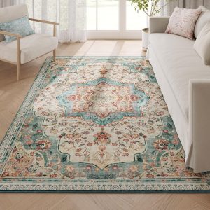 SONGMICS HOME Area Rug, 5x7 ft Rug for Bedroom, Non-Slip Car...