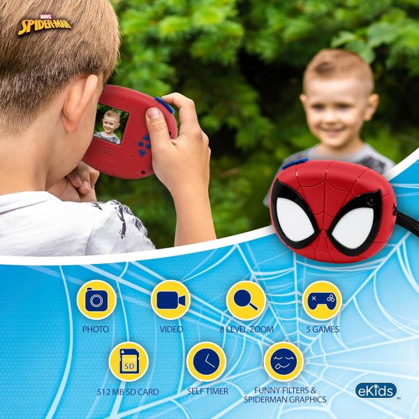 ekids Spiderman Kids Camera with SD Card, Digital Camera for... - Image 2