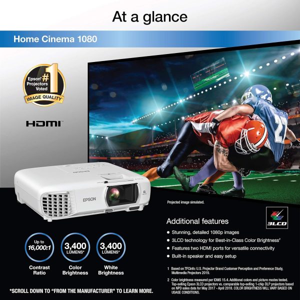 Epson Home Cinema 1080 3-chip 3LCD 1080p Projector, Streamin... - Image 5