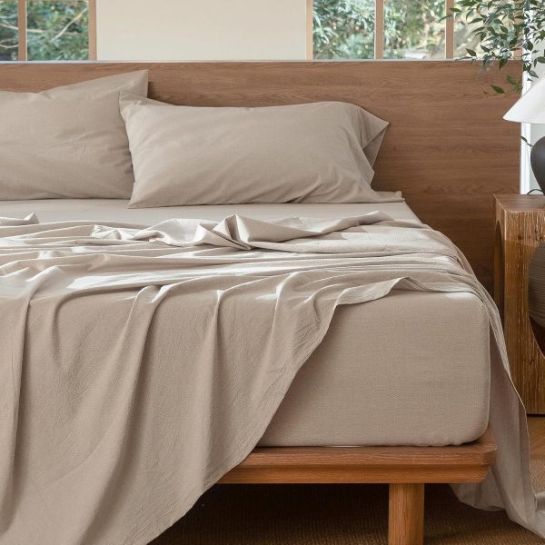 MooMee Bedding Sheet Set 100% Washed Cotton Linen Like Textu... - Image 5