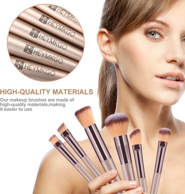 Makeup Brushes HEYMKGO 15PCS Champagne Gold Professional Mak... - Image 3