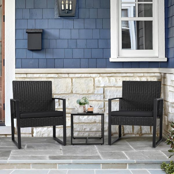 Flamaker 3 Pieces Patio Set Outdoor Wicker Furniture Sets Mo... - Image 2