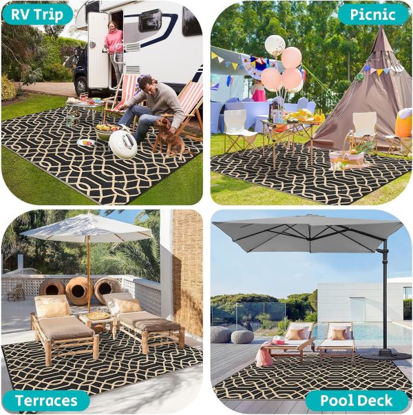HEBE Outdoor Rug 6'x9' Waterproof Patio Mat Reversible Outsi... - Image 7