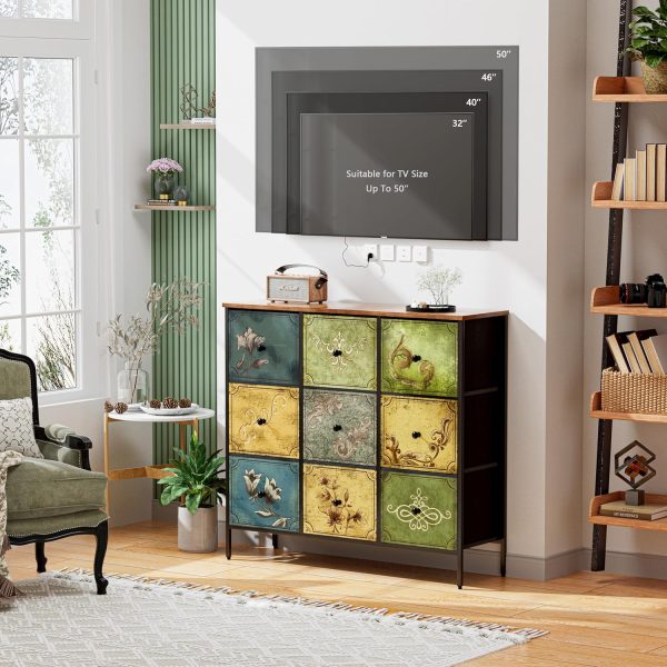 DOVAMY Drawer Dresser with 9 Fabric Drawers, Dresser Storage... - Image 2