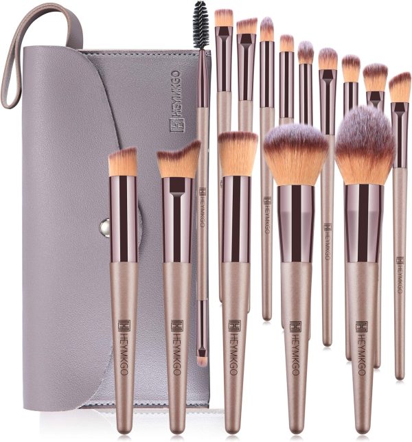 Makeup Brushes HEYMKGO 15PCS Champagne Gold Professional Mak... - Image 8