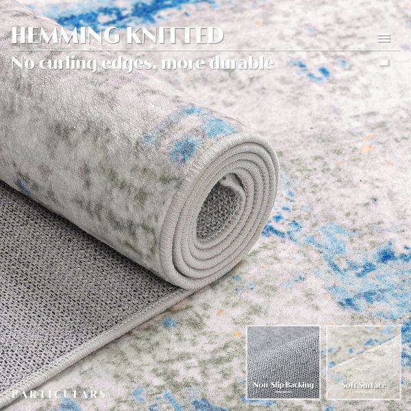 Modern Abstract Area Rug, 5x7 Washable Large Living Room Rug... - Image 5